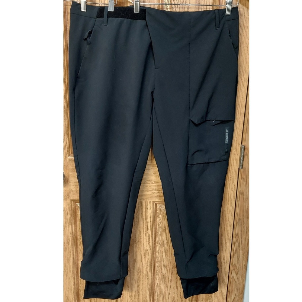 Adidas Terrex Mens Black Softshell Fleece Lined Hiking Cargo Pants H13843 2XL